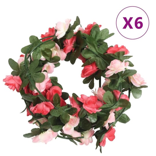vidaXL Sztuczne girlandy kwiatowe, 6 szt., wiosenny róż, 250 cm vidaXL