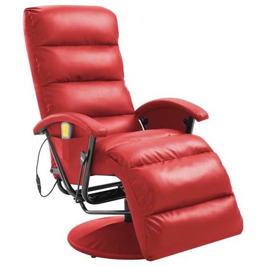 VidaXL Telewizyjny fotel masujący, regulowany, czerwony, ekoskóra vidaXL