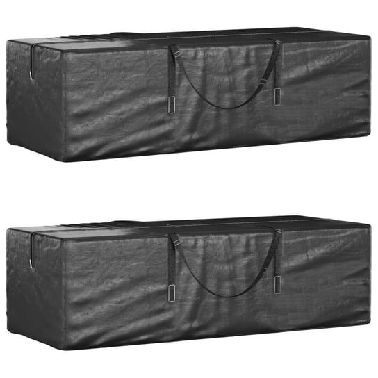 vidaXL Torby na poduszki ogrodowe, 2 szt., czarne, 135x40x55 cm, PE vidaXL