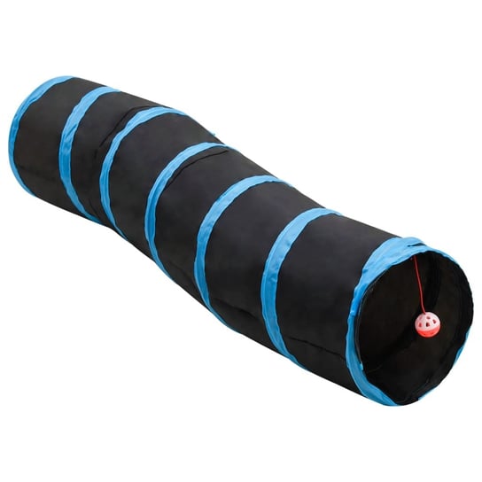 vidaXL Tunel dla kota, kształt litery S, czarno-niebieski, 122 cm vidaXL