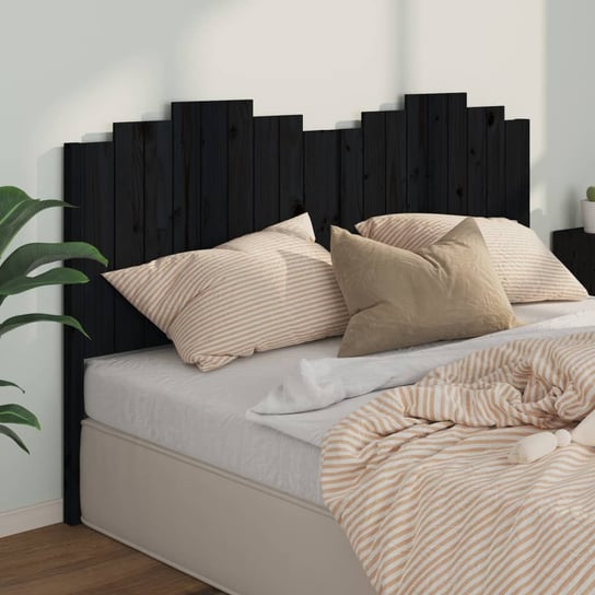 vidaXL Wezgłowie łóżka, czarne, 186x4x110 cm, lite drewno sosnowe vidaXL