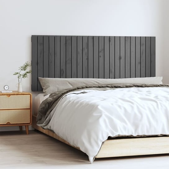 vidaXL Wezgłowie łóżka, szare, 147x3x60 cm, lite drewno sosnowe vidaXL