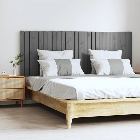 vidaXL Wezgłowie łóżka, szare, 166x3x60 cm, lite drewno sosnowe vidaXL