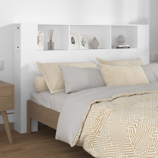 vidaXL Wezgłowie łóżka z półkami, białe, 160x18,5x104,5 cm vidaXL