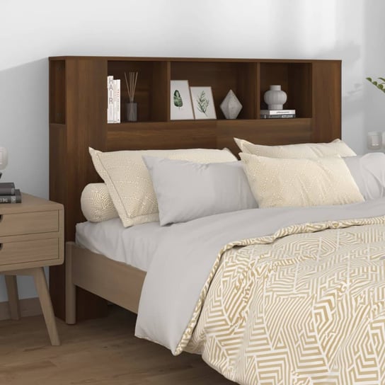 vidaXL Wezgłowie łóżka z półkami, brązowy dąb, 140x18,5x104,5 cm vidaXL