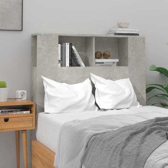 vidaXL Wezgłowie łóżka z półkami, szarość betonu, 100x18,5x104,5 cm vidaXL