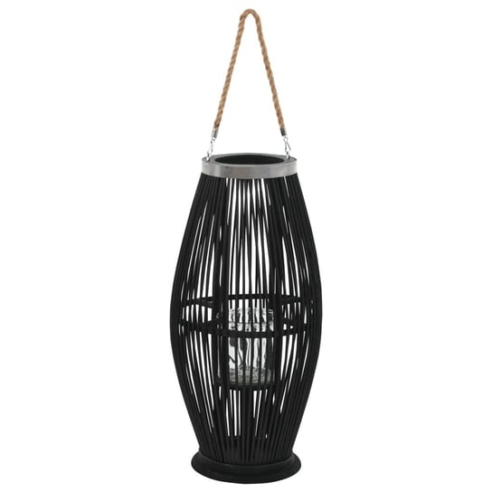 vidaXL Wiszący lampion na świece, bambusowy, czarny, 60 cm vidaXL