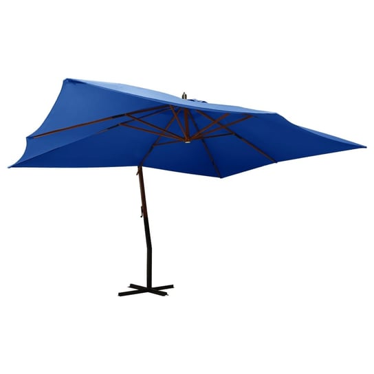 vidaXL Wiszący parasol z drewnianym słupkiem, 400x300 cm, lazurowy vidaXL