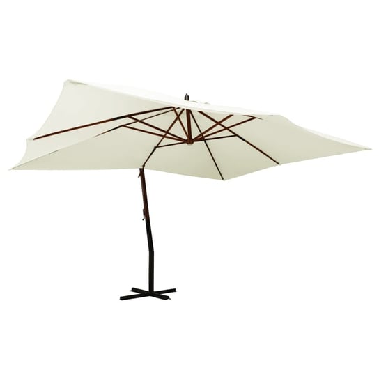 vidaXL Wiszący parasol z drewnianym słupkiem, 400x300 cm, piaskowy vidaXL