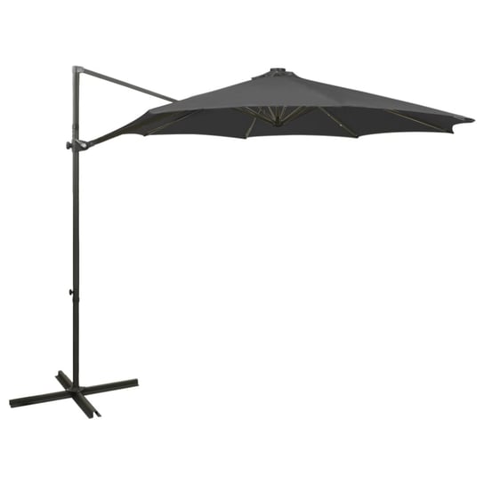 vidaXL Wiszący parasol z lampkami LED i słupkiem, antracytowy, 300 cm vidaXL