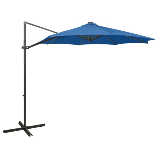 vidaXL Wiszący parasol z lampkami LED i słupkiem, lazurowy, 300 cm vidaXL