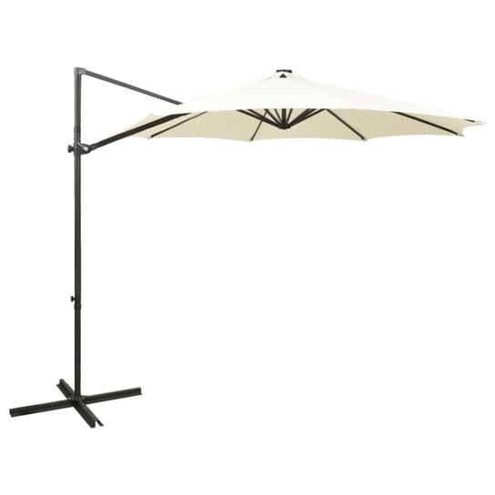 vidaXL Wiszący parasol z lampkami LED i słupkiem, piaskowy, 300 cm vidaXL