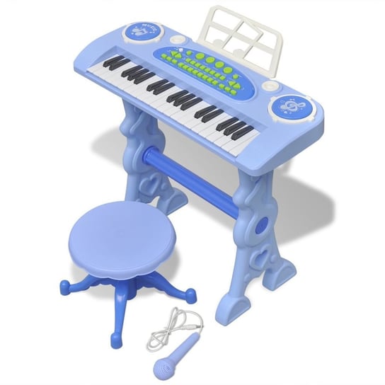 vidaXL, Zabawkowy keyboard ze stolikiem i mikrofonem, niebieski vidaXL
