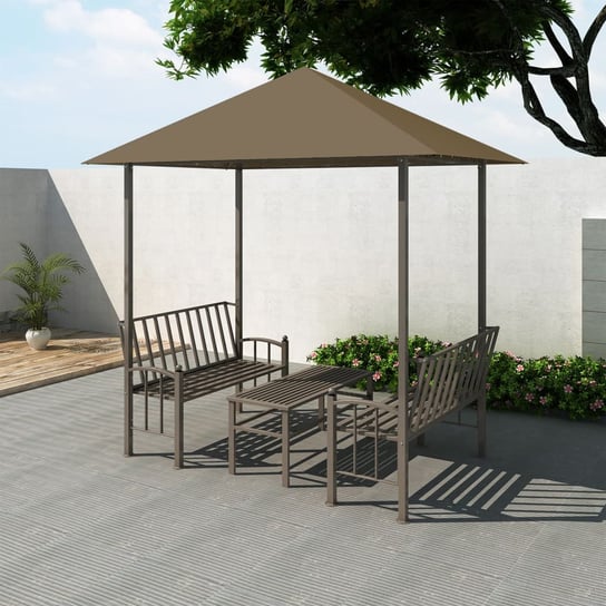 vidaXL, Zadaszenie ogrodowe ze stołem i ławkami, 2,5x1,5x2,4 m, taupe vidaXL