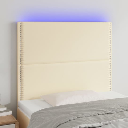 vidaXL Zagłówek do łóżka, kremowy, 90x5x118/128 cm, sztuczna skóra vidaXL