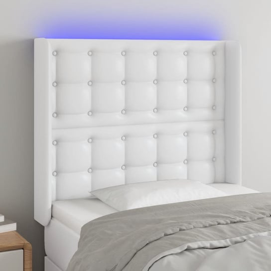 vidaXL Zagłówek do łóżka z LED, biały, 103x16x118/128cm sztuczna skóra vidaXL