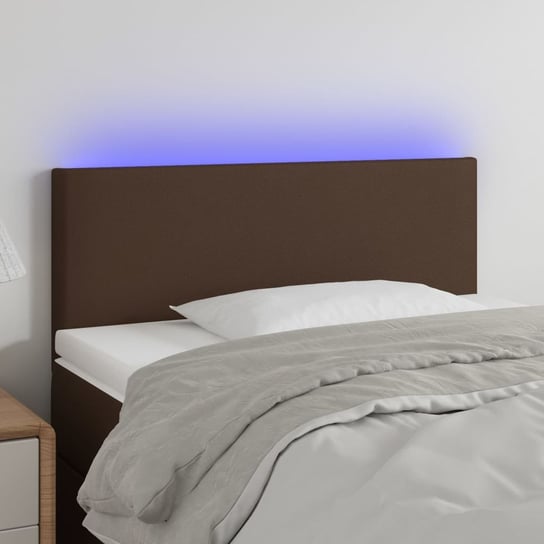 vidaXL Zagłówek do łóżka z LED, brązowy, 100x5x78/88cm, sztuczna skóra vidaXL