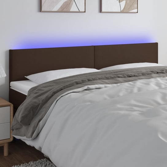 vidaXL Zagłówek do łóżka z LED, brązowy, 160x5x78/88cm, sztuczna skóra vidaXL