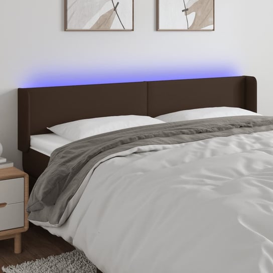 vidaXL Zagłówek do łóżka z LED, brązowy, 163x16x78/88cm sztuczna skóra vidaXL