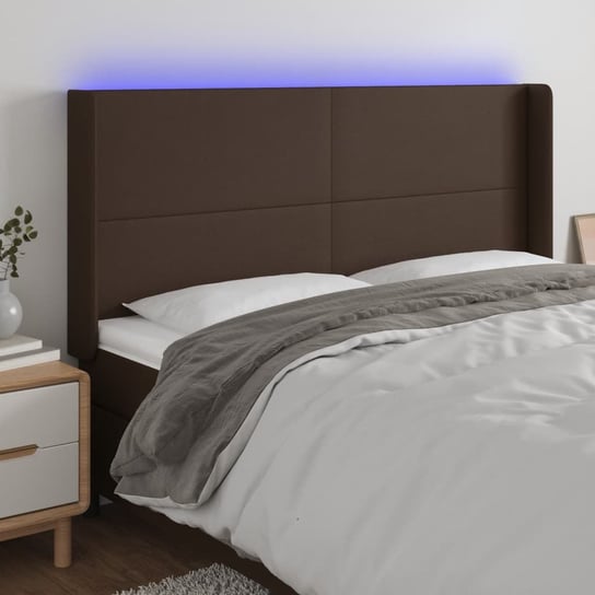 vidaXL Zagłówek do łóżka z LED brązowy 183x16x118/128cm sztuczna skóra vidaXL