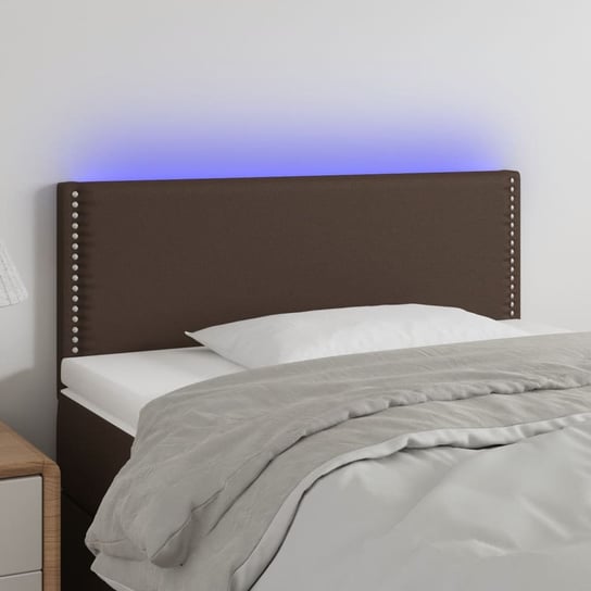 vidaXL Zagłówek do łóżka z LED, brązowy, 90x5x78/88 cm, sztuczna skóra vidaXL