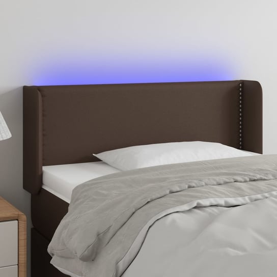 vidaXL Zagłówek do łóżka z LED, brązowy, 93x16x78/88cm, sztuczna skóra vidaXL