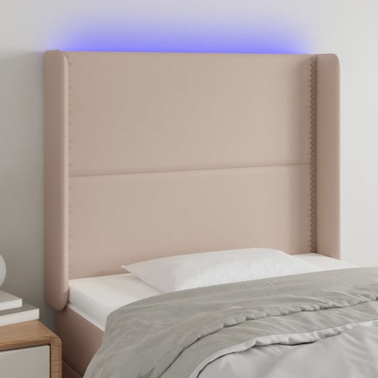 vidaXL Zagłówek do łóżka z LED, cappuccino, 103x16x118/128cm, ekoskóra vidaXL