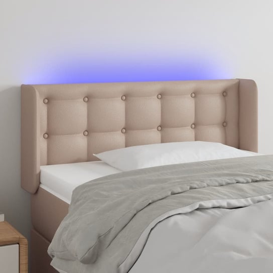 vidaXL Zagłówek do łóżka z LED, cappuccino, 83x16x78/88 cm, ekoskóra vidaXL