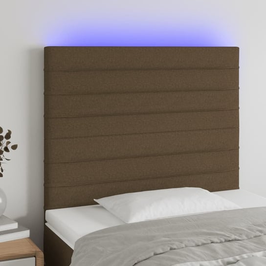 vidaXL Zagłówek do łóżka z LED ciemnobrązowy 100x5x118/128 cm tkanina vidaXL