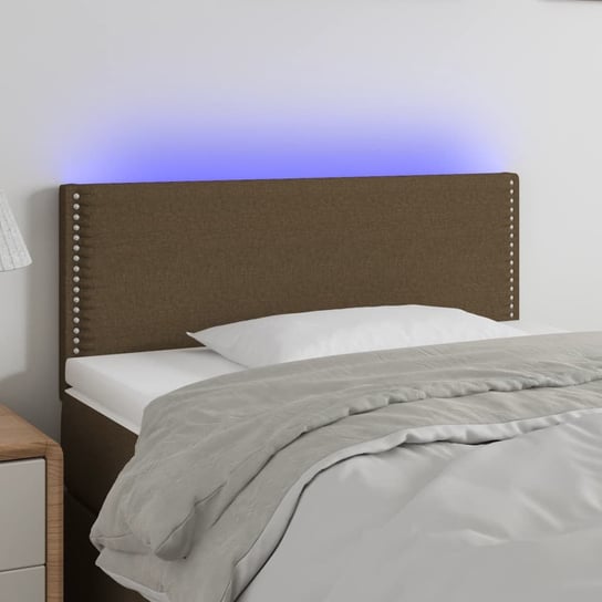 vidaXL Zagłówek do łóżka z LED, ciemnobrązowy, 100x5x78/88 cm, tkanina vidaXL