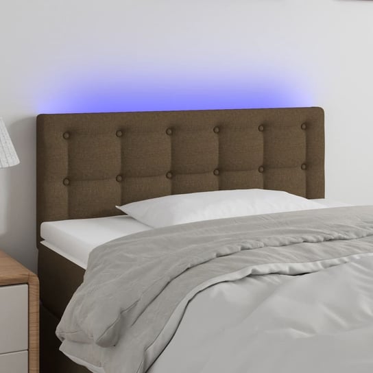 vidaXL Zagłówek do łóżka z LED, ciemnobrązowy, 80x5x78/88 cm, tkanina vidaXL