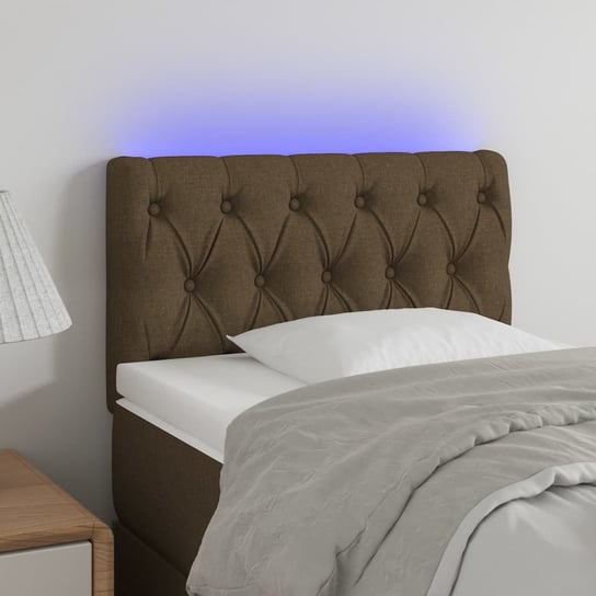 vidaXL Zagłówek do łóżka z LED, ciemnobrązowy, 80x7x78/88 cm, tkanina vidaXL