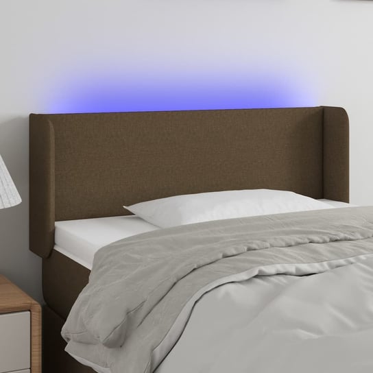 vidaXL Zagłówek do łóżka z LED, ciemnobrązowy, 83x16x78/88 cm, tkanina vidaXL