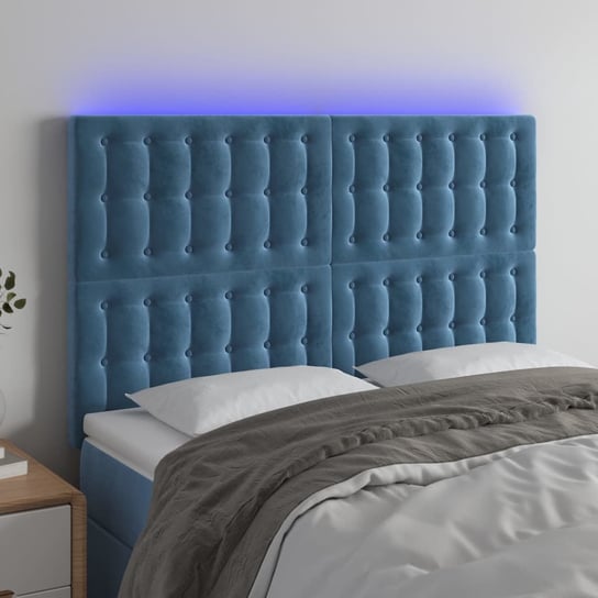vidaXL Zagłówek do łóżka z LED ciemnoniebieski, 144x5x118/128 cm vidaXL