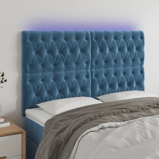 vidaXL Zagłówek do łóżka z LED, ciemnoniebieski, 160x7x118/128 cm vidaXL