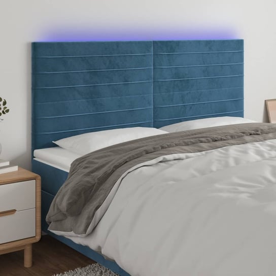 vidaXL Zagłówek do łóżka z LED, ciemnoniebieski, 200x5x118/128 cm vidaXL