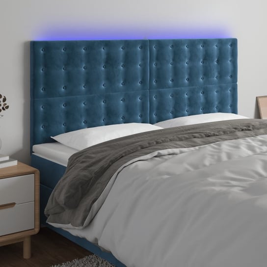 vidaXL Zagłówek do łóżka z LED, ciemnoniebieski, 200x5x118/128 cm vidaXL