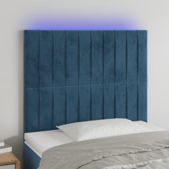 vidaXL Zagłówek do łóżka z LED, ciemnoniebieski, 80x5x118/128 cm vidaXL
