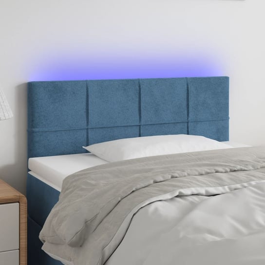 vidaXL Zagłówek do łóżka z LED, ciemnoniebieski 80x5x78/88 cm, aksamit vidaXL