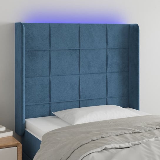 vidaXL Zagłówek do łóżka z LED ciemnoniebieski 83x16x118/128cm tkanina vidaXL