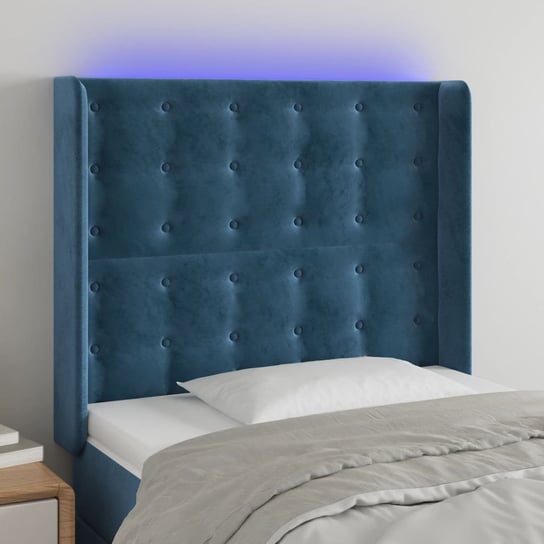 vidaXL Zagłówek do łóżka z LED ciemnoniebieski 83x16x118/128cm tkanina vidaXL