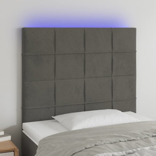 vidaXL Zagłówek do łóżka z LED, ciemnoszary, 100x5x118/128 cm, aksamit vidaXL