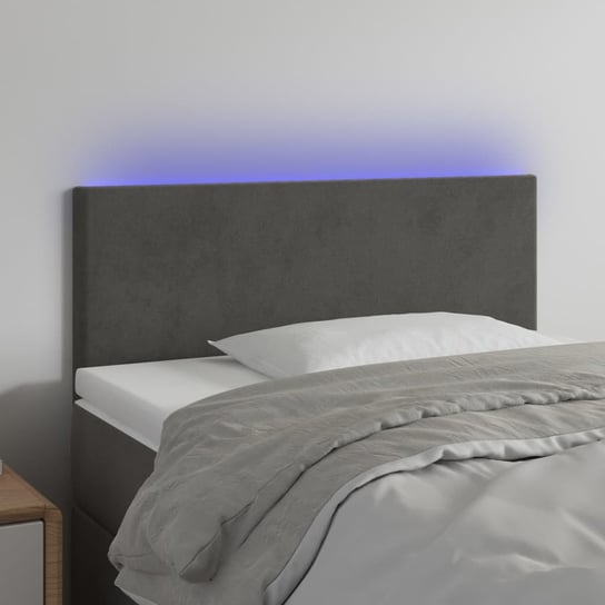 vidaXL Zagłówek do łóżka z LED, ciemnoszary, 100x5x78/88 cm, aksamit vidaXL