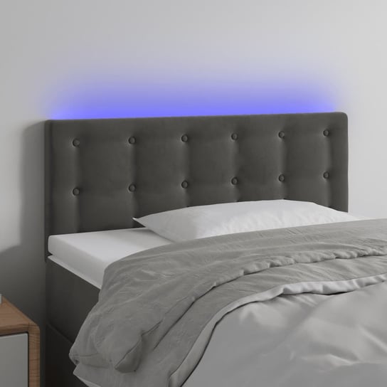 vidaXL Zagłówek do łóżka z LED, ciemnoszary, 100x5x78/88 cm, aksamit vidaXL