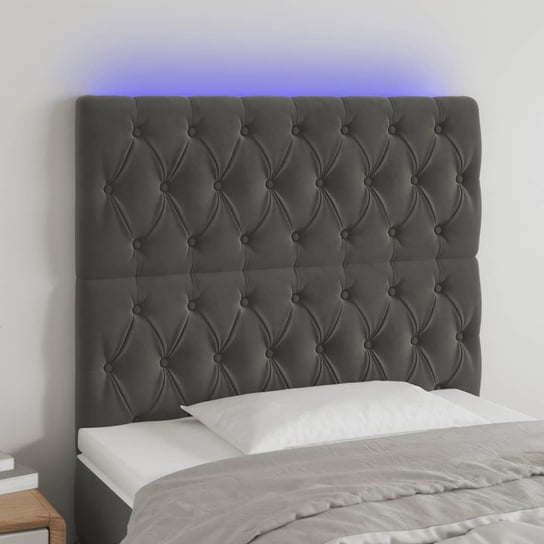 vidaXL Zagłówek do łóżka z LED, ciemnoszary, 100x7x118/128 cm, aksamit vidaXL
