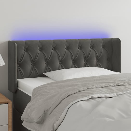 vidaXL Zagłówek do łóżka z LED, ciemnoszary, 103x16x78/88 cm, aksamit vidaXL