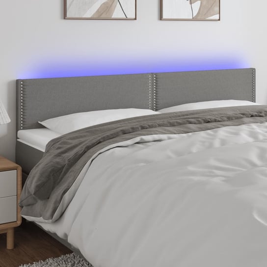 vidaXL Zagłówek do łóżka z LED, ciemnoszary, 180x5x78/88 cm, tkanina vidaXL