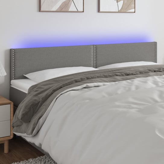 vidaXL Zagłówek do łóżka z LED, ciemnoszary, 200x5x78/88 cm, tkanina vidaXL