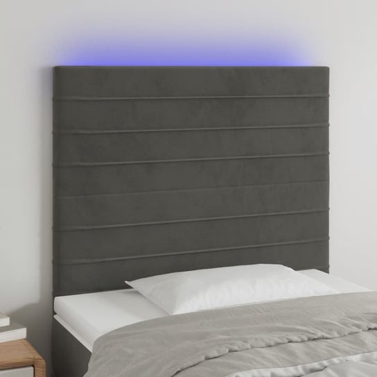 vidaXL Zagłówek do łóżka z LED, ciemnoszary, 80x5x118/128 cm, aksamit vidaXL