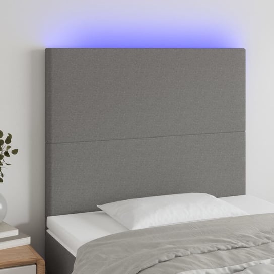 vidaXL Zagłówek do łóżka z LED, ciemnoszary, 80x5x118/128 cm, tkanina vidaXL